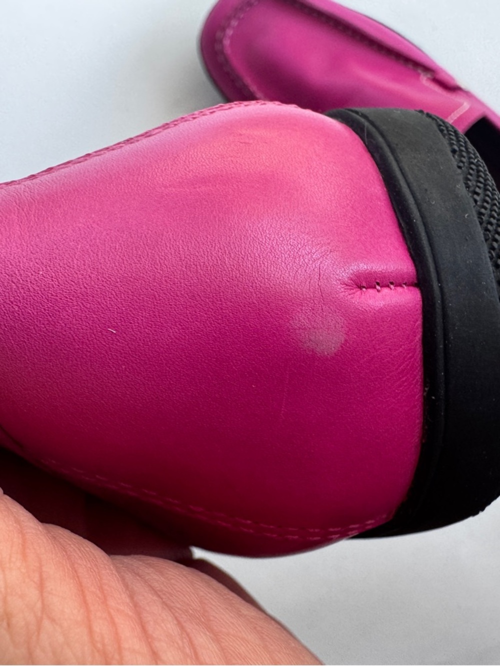 Coach Daisy Loafer Fuchsia Pink Leather Driver Flat White Stitch Size 11.5 - Picture 11 of 14